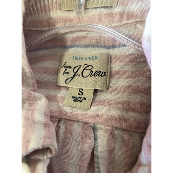 J. CREW Women’s Small Striped Classic Fit Shirt Blouse Irish linen Preppy - Picture 6 of 7